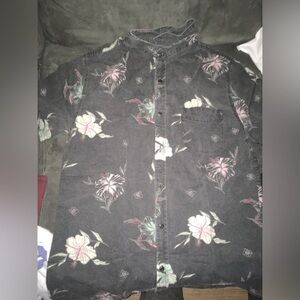 Vintage Remastered Casual Shirt Button Up Short Sleeve Floral Black S